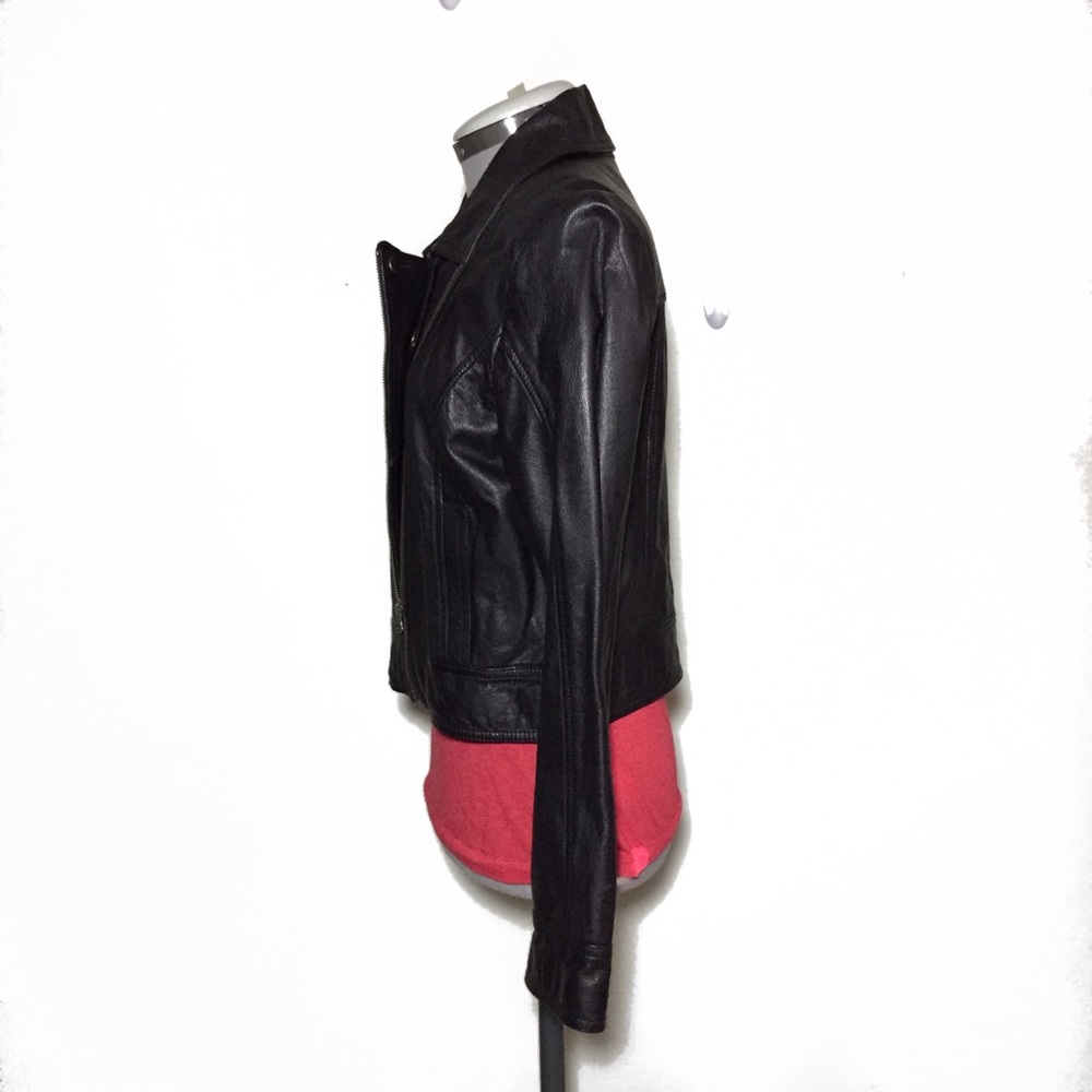 frenchi Black Leather Motorcycle Jacket Juniors L - Picture 6 of 8
